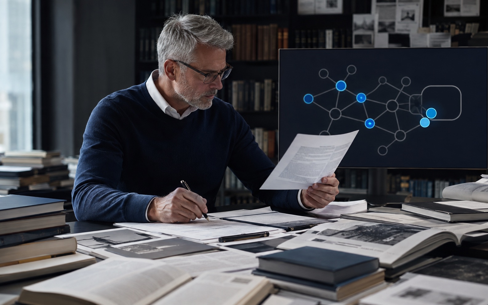 Senior analyst verifying generative-answer evidence against research reports and source materials
